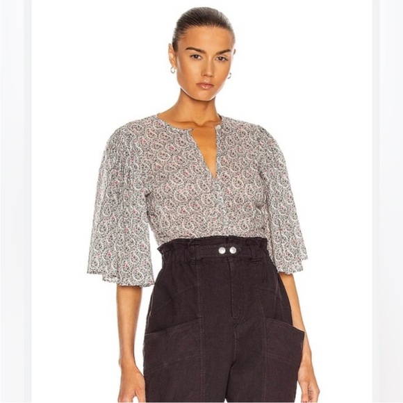 Isabel Marant Etoile Mariazo Paisley Floral Printed Cotton Blouse Top Size 36, 4 - Picture 1 of 14